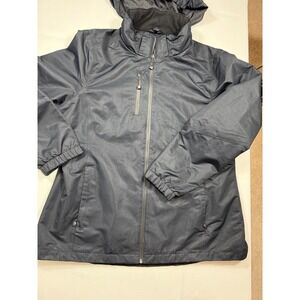 Hooded Rain Jacket Windbreaker‎ Full Zip Lightweight Coat sz XL womens